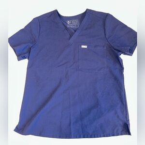 Men's FIGS Scrub Top Size L Navy Blue Technical Collection Chest Pocket Poly